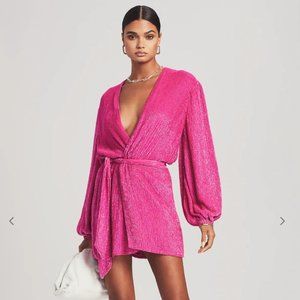 Retrofete Gabrielle Sequin Robe, Size L, Hot Pink